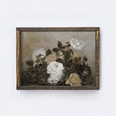 Vintage Dark Floral Spray Painting A271